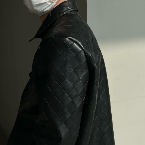 [Unisex]Square leather pattern jacket(2color)