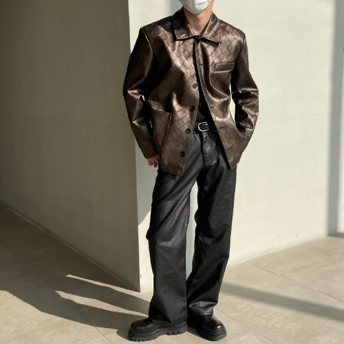 [Unisex] Square leather pattern jacket(2color)