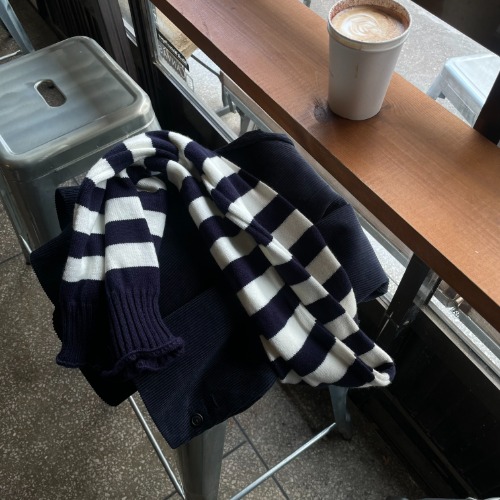 [Unisex] Stripe knit muffler(2color)