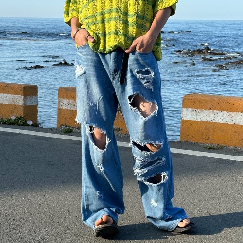 [Unisex] Summer destroyed linen pants