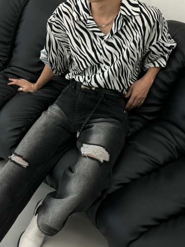 [Unisex] Zebra overfit half shirts